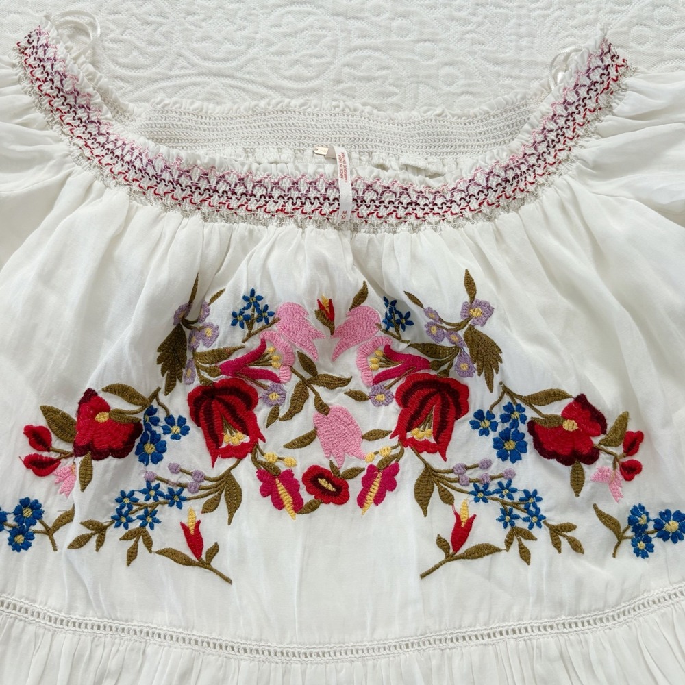 Free People Sunbeams Off‎ the Shoulder Mini Dress Sz M - Picture 4 of 14